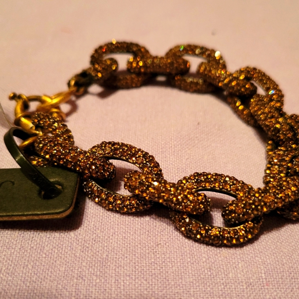 J. Crew Citrine Rhinestone chain link bracelet